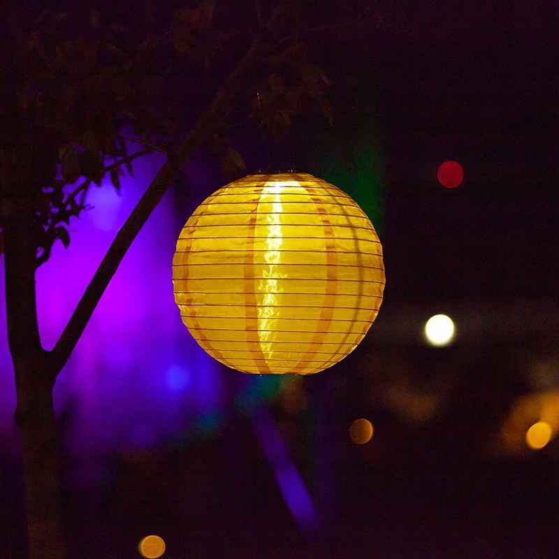 Festival Nylon Solar Lantern - Yellow